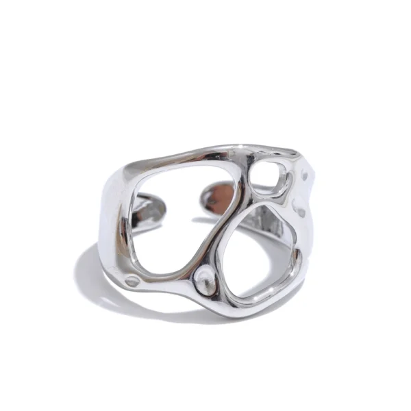 Anillo Abstract Flow Acero