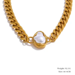 Collar Pear Acero Baño Oro