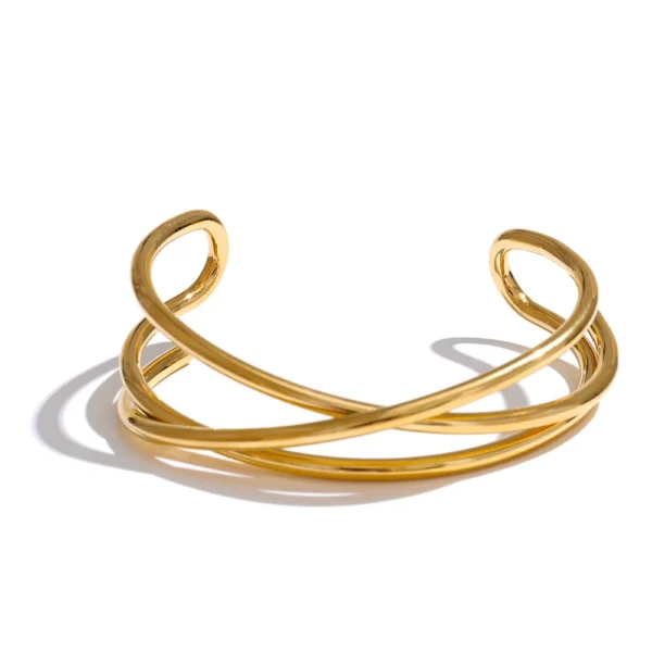 Brazalete Tejido Astral Acero Baño Oro