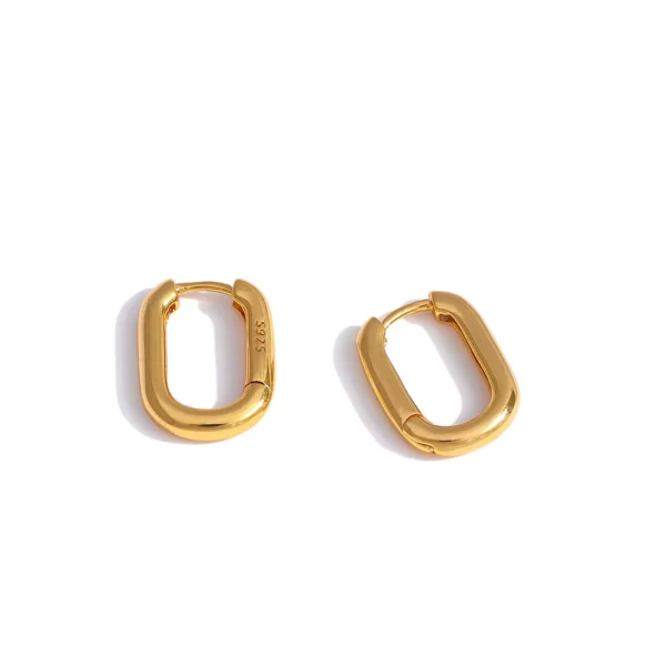 Pendientes Oval Huggies Plata 925 Baño Oro