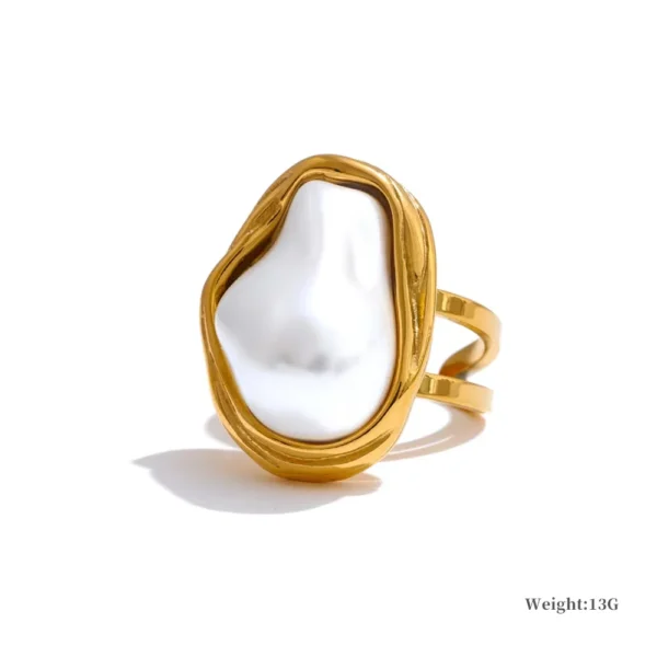 Anillo Pearl Acero Baño Oro