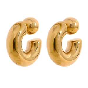Pendientes Curved Hoops Acero Baño Oro