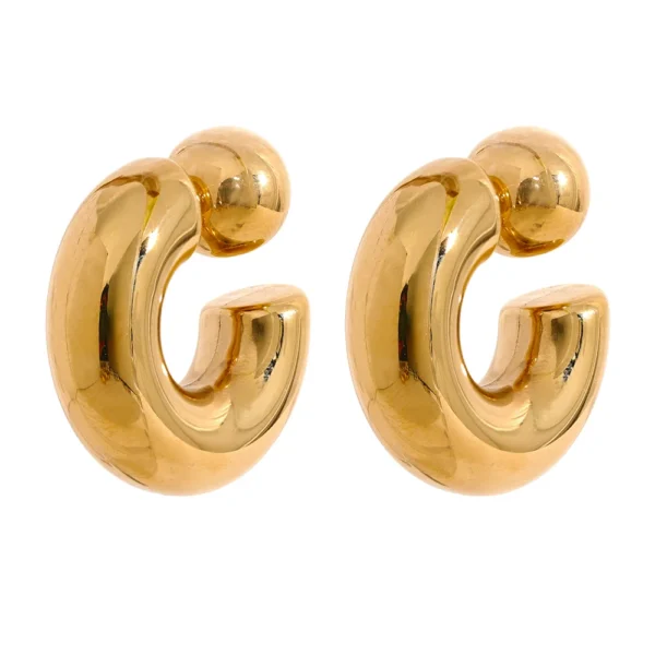 Pendientes Curved Hoops Acero Baño Oro