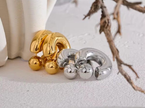 Pendientes Curved Hoops Acero Baño Oro