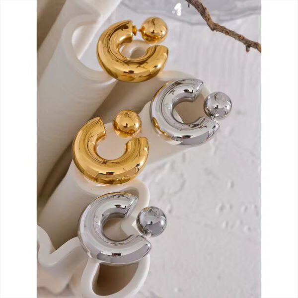 Pendientes Curved Hoops Acero Baño Oro