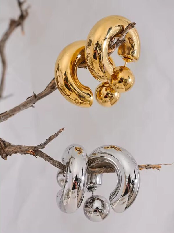 Pendientes Curved Hoops Acero Baño Oro