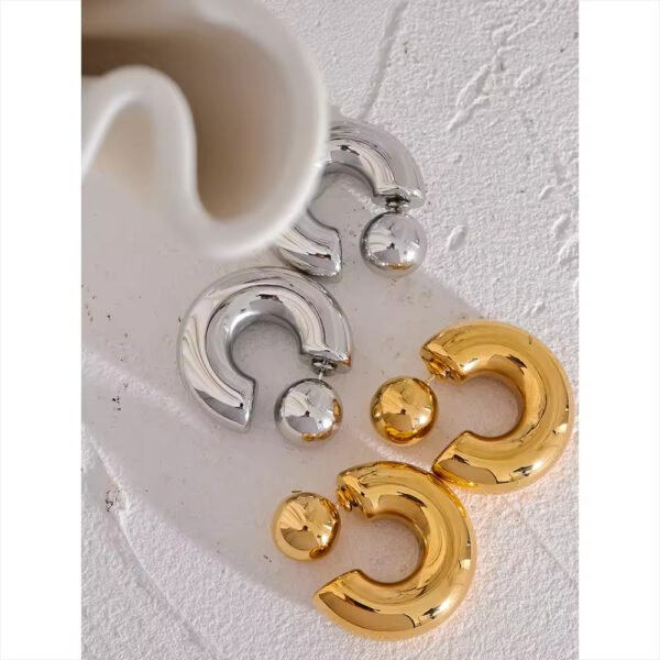 Pendientes Curved Hoops Acero Baño Oro