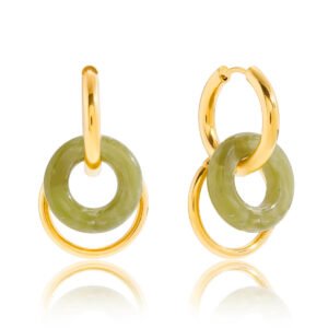 Pendientes Drop Ring Acero Baño Oro Resine