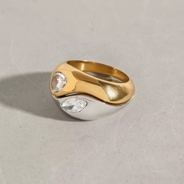 Anillo Merged Realms Acero Baño Oro