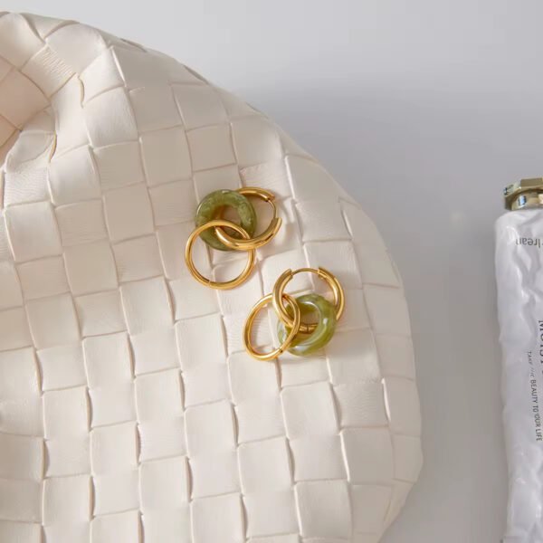 Pendientes Drop Ring Acero Baño Oro Resine