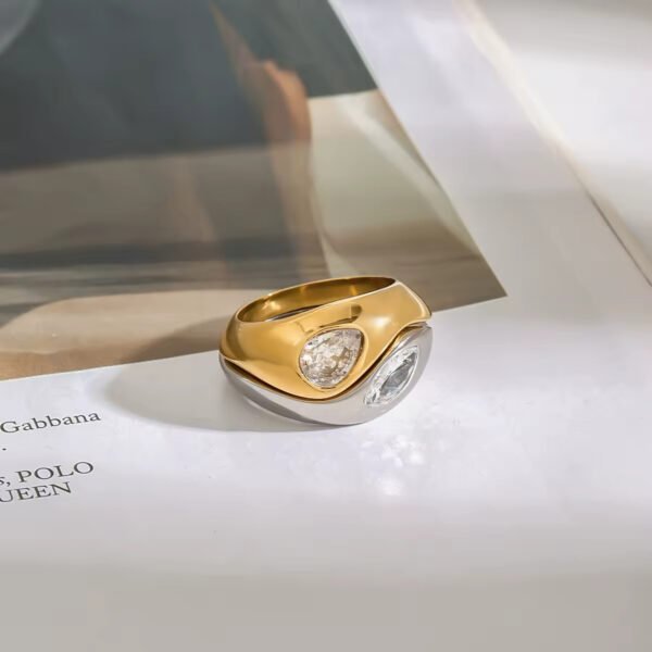 Anillo Merged Realms Acero Baño Oro